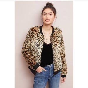 Anthropologie Skies Are Blue - Leopard Plush Jacket, Black/Tan, Size M